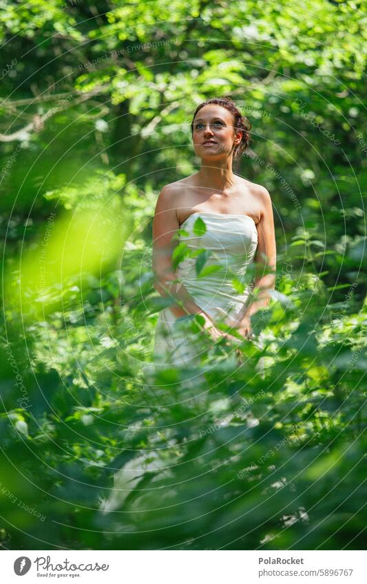 #A5# Bride in the forest Wedding dress Dress Forest Fairy Mystic White Woman Feminine Elegant Day Feasts & Celebrations pretty Romance Love Style Happiness