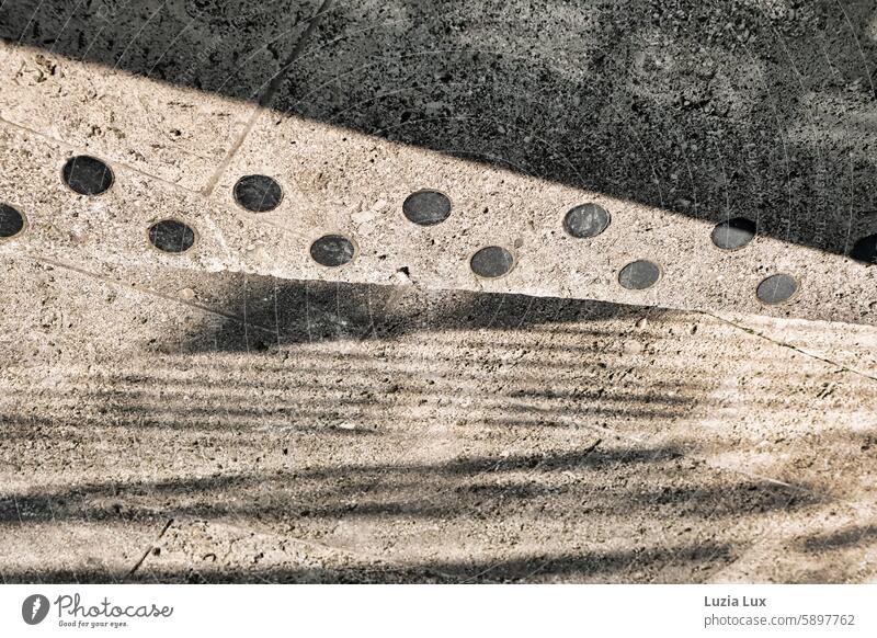 Shadow, sunlight Bright sunny Summer urban stagger pavement ways lines points Contrast Structures and shapes Pattern Abstract Line Lines and shapes Minimalistic