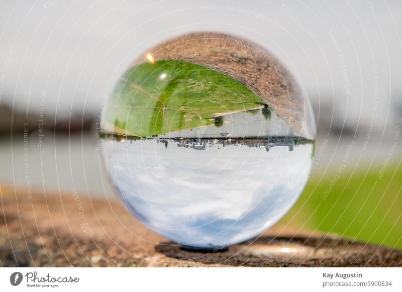 Cologne is upside down Cologne Panorama Lensball Glass ball Lensball photography Summer 2024 Cologne South City Cologne Cathedral Deutz Rhine meadows