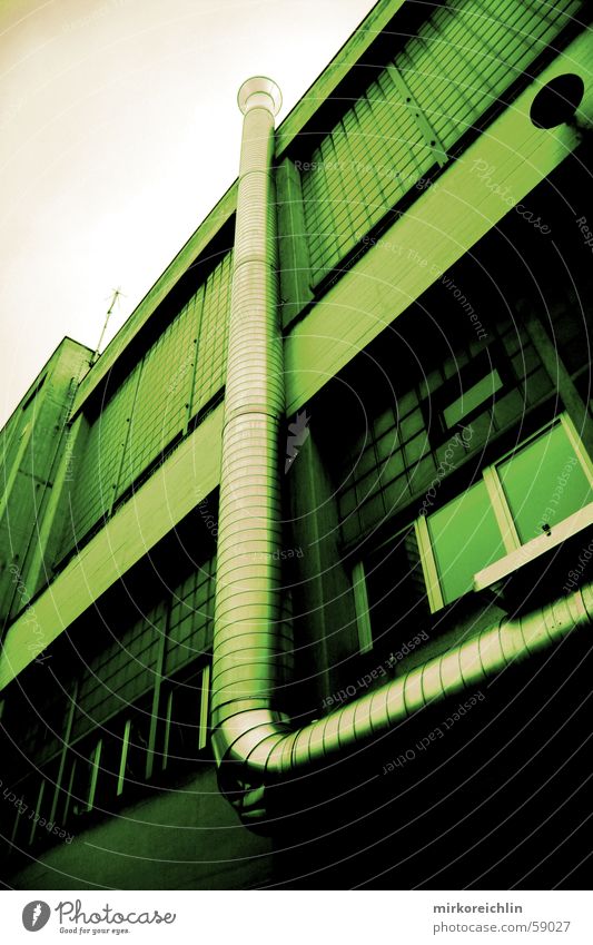 Green Industry Strong Switzerland Rüti 2006 Building House (Residential Structure) Factory Ventilation Industrial Photography contrast sulzer canon façade Pipe