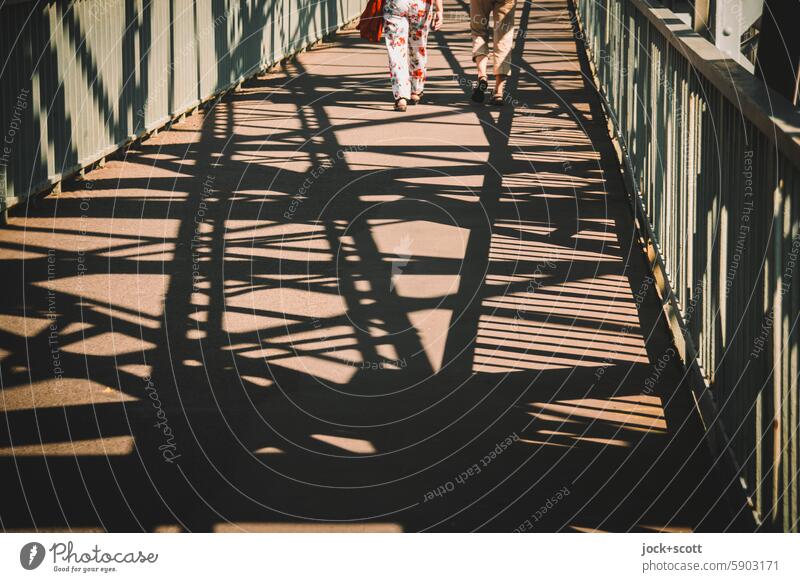 Blue Wonder Bridge Lanes & trails walkway Silhouette Loschwitzer Bridge Blaues Wunder Bridge construction Historic Tourist Attraction Shadow play Steel bridge