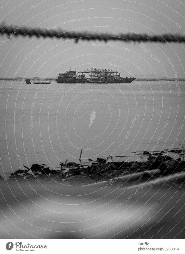 abandon ship in the middle of the ocean Abstract Black & white photo abstract photography Art aesthetic outdoor portrait