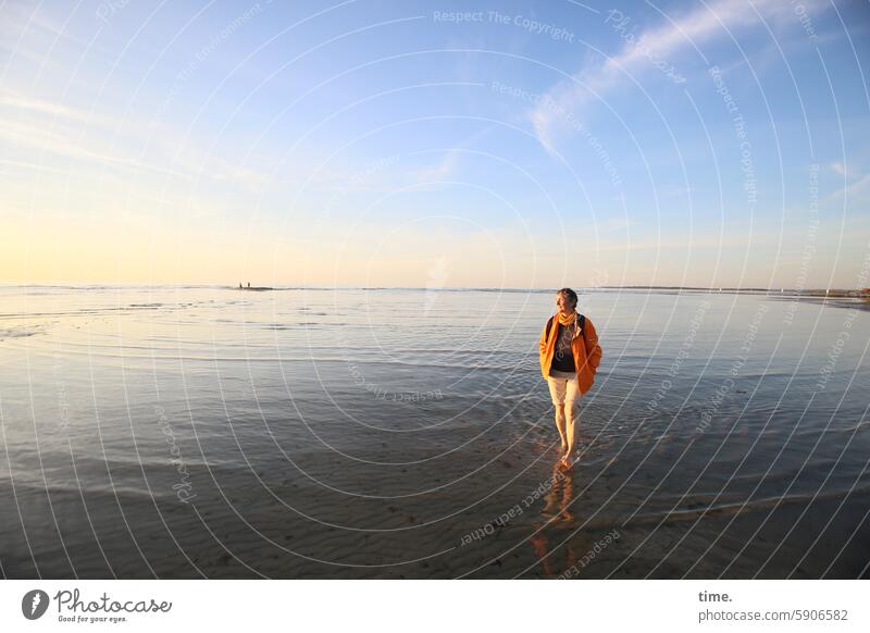 Walk in the sea coast Summer Nature Relaxation Protection Vacation & Travel Sky summer wind Horizon Clouds Evening Sand Baltic Sea shallow water take a walk