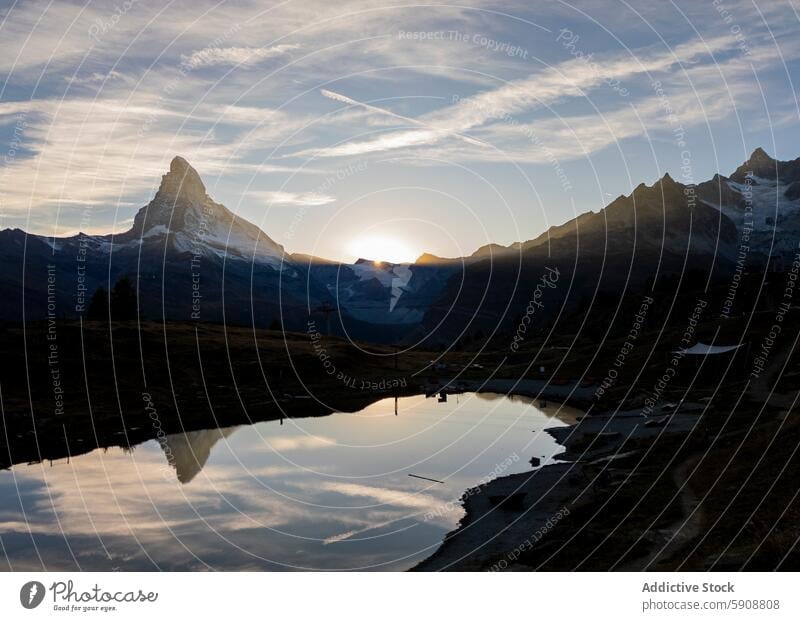 DJI_0021.jpg drone matterhorn sunset autumn zermatt switzerland mountain reflection lake serene majestic picturesque landscape aerial view nature scenic peak