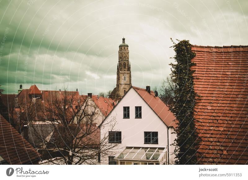 winter weather Old town Winter Sky Clouds Church spire