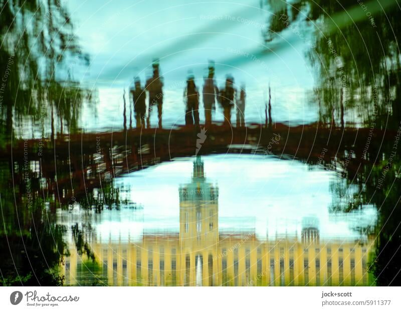 My very last favorite topic | Reflection in the carp pond Charlottenburg castle Castle Fantasy Bridge Pond