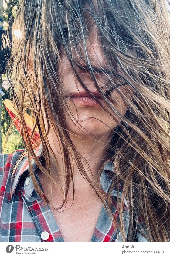 End of summer - Portrait of a woman, her face covered by hair portrait Woman Feminine Human being Face Face of a woman Looking Looking into the camera naturally