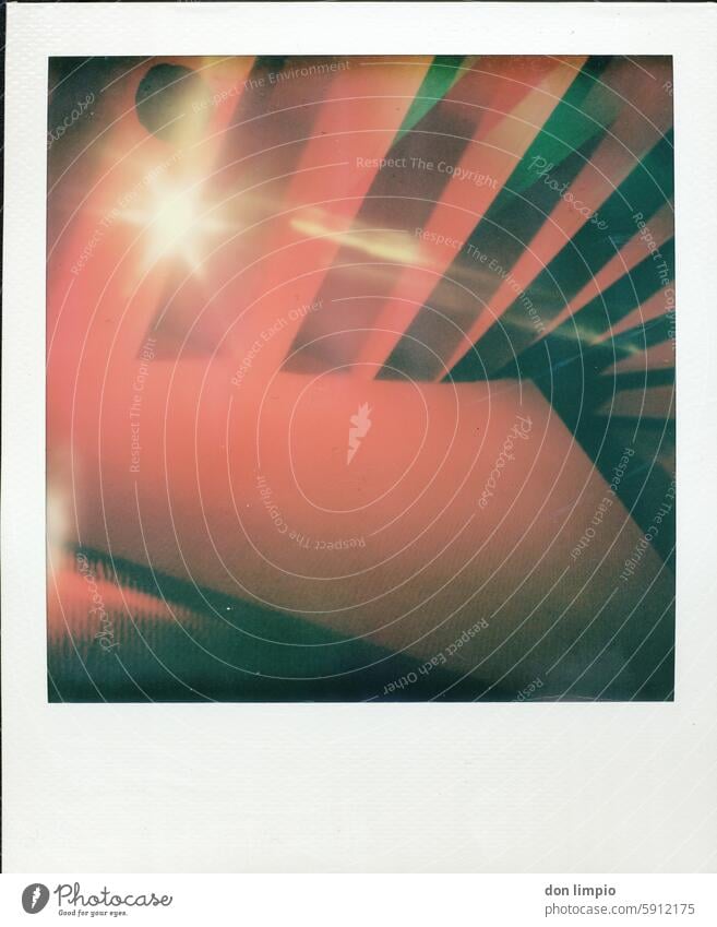 Star under the stairs Stars Stairs Light Colour photo Red Illuminate Polaroid Prism effect background Deserted