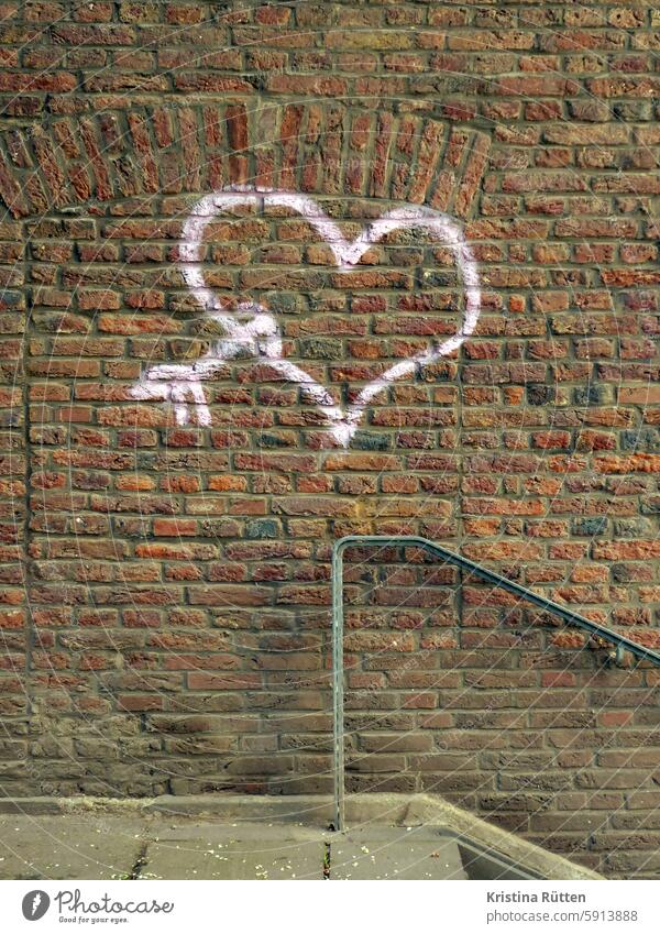 heart with arrow on brick wall Heart Arrow amors arrow Graffiti Love street art In love Romance romantic Wall (building) Wall (barrier) bricks Bricks Facade