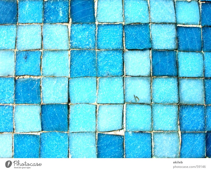 Mosaic (3) Light blue Exterior shot Wall (building) Glittering Square Reflection Craft (trade) Tile Cool (slang) Blue Close-up Structures and shapes Perspective