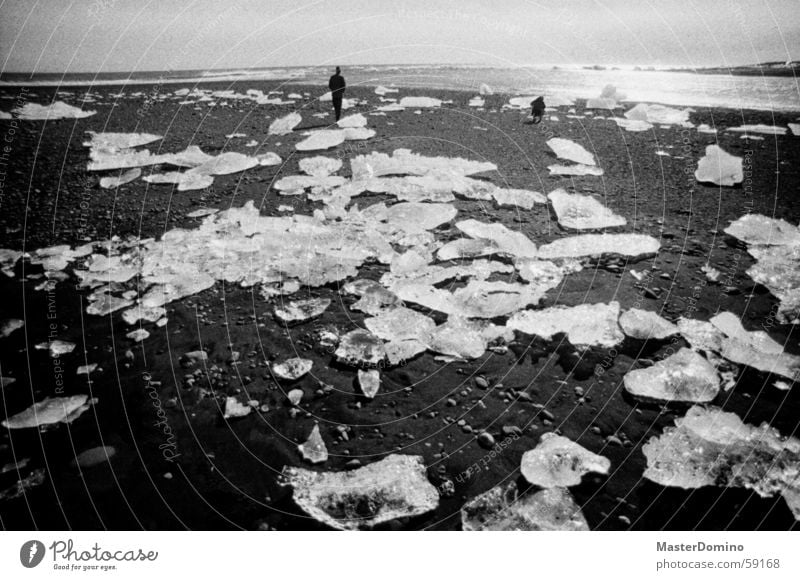 ice on the beach - sex on the rocks Beach Express train Iceberg Sky Ocean Lake Going Stand Volcanic beach Iceland Glacier ice Lagoon Waves Foam White crest