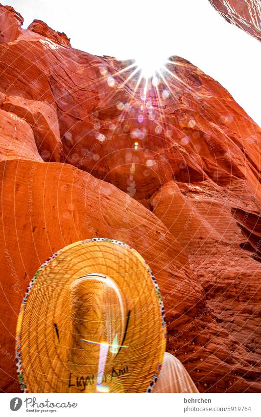 coneflower Canyon Marvel be on the way Infancy Boy (child) Child solar star Sunbeam Sunlight Rock stunningly USA Antelope Canyon Americas Sky Nature