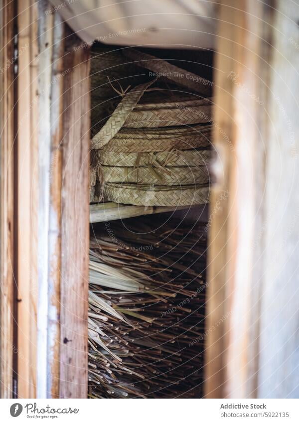 Handwoven from strips of palimt and raw materials in the workshop of a local artist handwoven craft artisan palmito rustic traditional craftsmanship texture