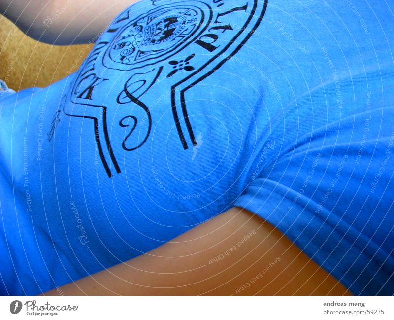 blue Blue T-shirt Screen print Top Arm Pressure