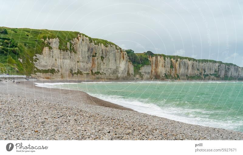 Around Fecamp in France fecamp normandy france seine-maritime alabaster coast sea ocean cliff rock rock formation rock face pebble beach chalk cliff promenade