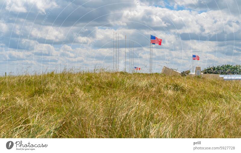 Utah Beach in France utah utah beach normandy france flag atlantic ocean normandy landings memorial d day d-day calvados department coast sunny beachhead