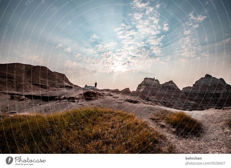 badlands Wanderlust Far-off places especially surreal Nature USA Vacation & Travel Landscape Sky aridity Desert Mountain South Dakota Americas Back-light