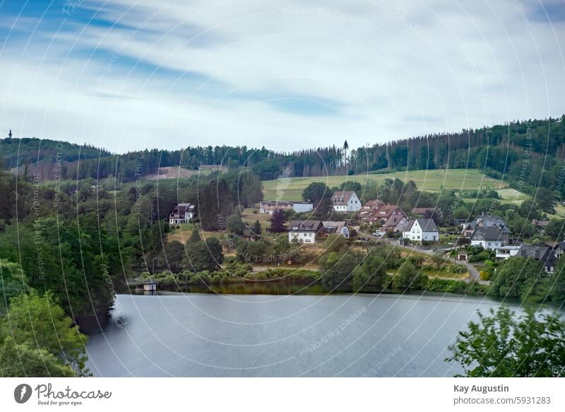 Agger reservoir Water Landscape Mountain Nature Sky Summer Sun Reservoir Lake Exterior shot panorama Environment Tourism Panorama (View) Green Colour photo