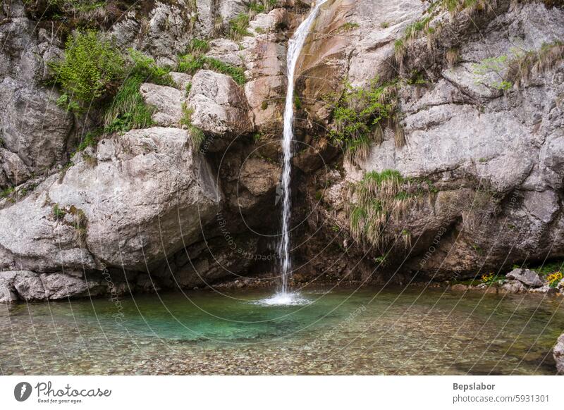 View of waterfall, Slovenia slovenia river natural nature cascade cave cliff drop exploration landscape picturesque slovenian soca stream travel stone clean