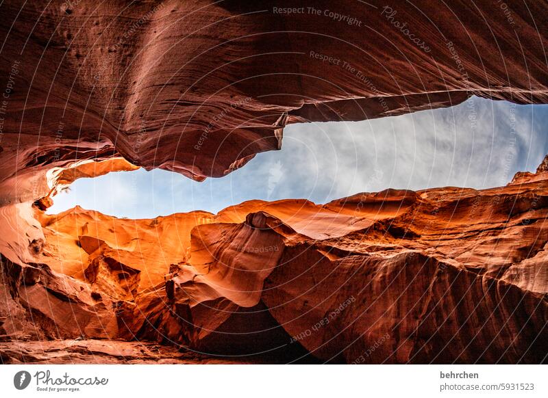 Light and shadow Rock stunningly Vacation & Travel Far-off places Nature Americas USA Arizona Fantastic Exceptional Sky Antelope Canyon canyon Shadow