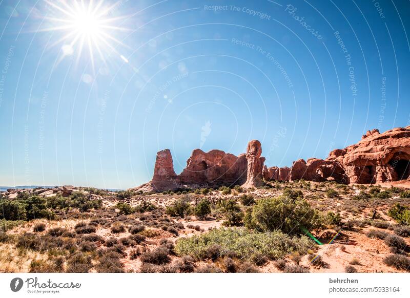 utah solar star Sun Sky Impressive Rock Arches National Park Utah Far-off places Vacation & Travel Americas USA Exceptional Wanderlust Adventure Landscape