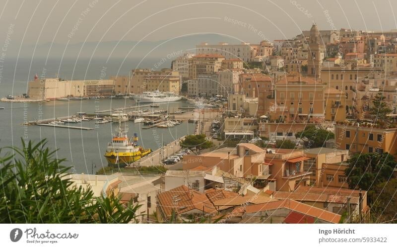 Gaeta, southern Italy - View from the cathedral over the old town and the harbor. Town city view Harbour Port City