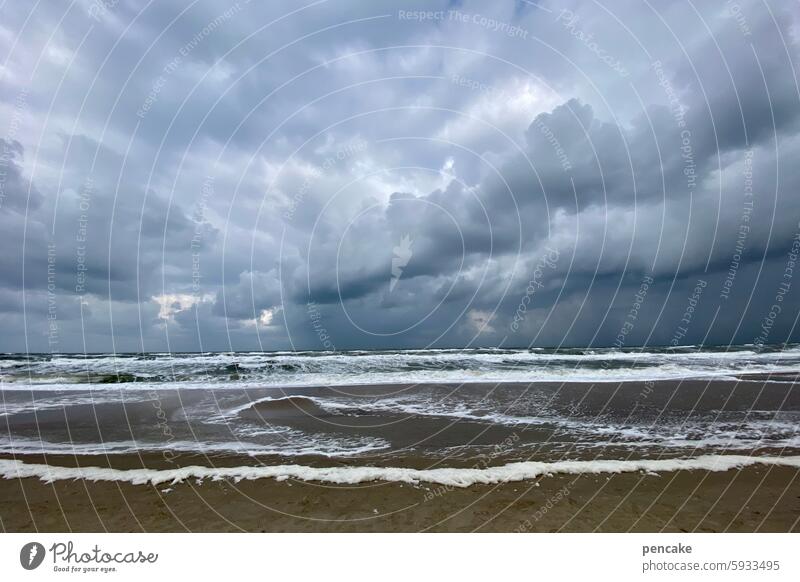 houvig beach 240824 Ocean Waves Gale North Sea Beach Clouds Denmark coast Sky Water Vacation & Travel Horizon Surf