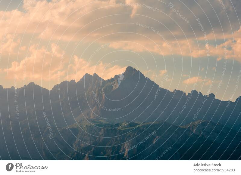 Sublime sunset over Picos de Europa peaks in Spain mountain picos de europa cantabria spain nature landscape sky cloud outdoor travel tourism adventure