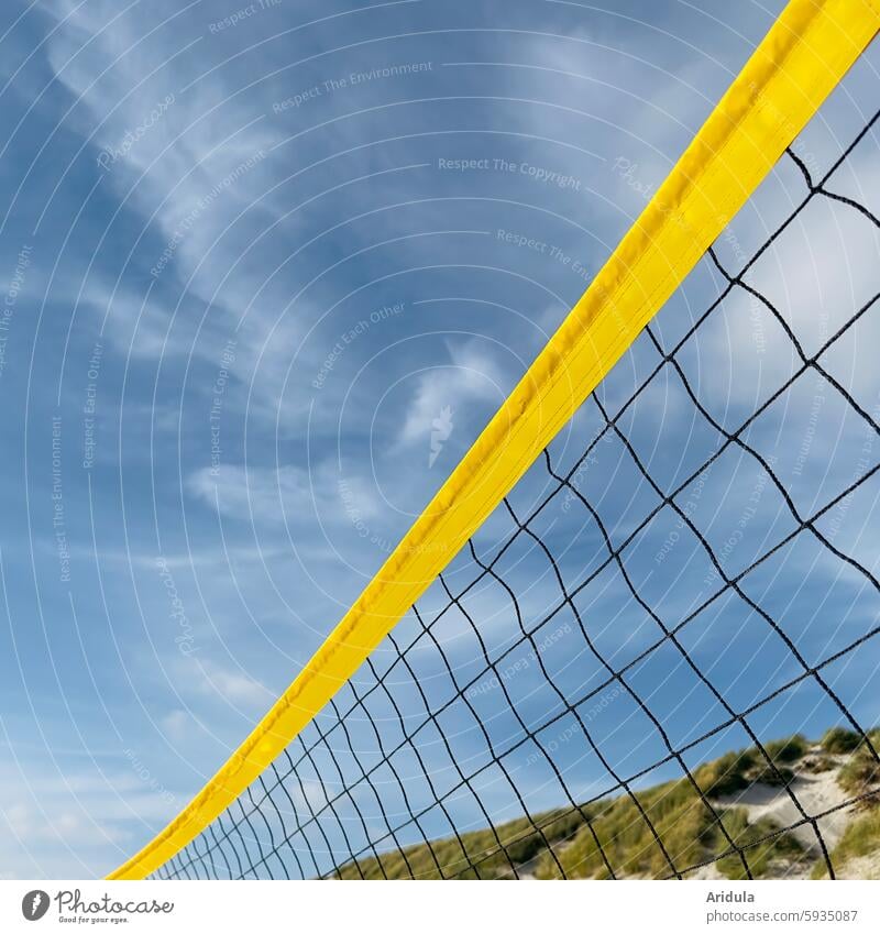 Beach volleyball net with dune in the background Net Volleyball Volleyball net Leisure and hobbies Sports Ball sports Playing Summer Sky Vacation & Travel