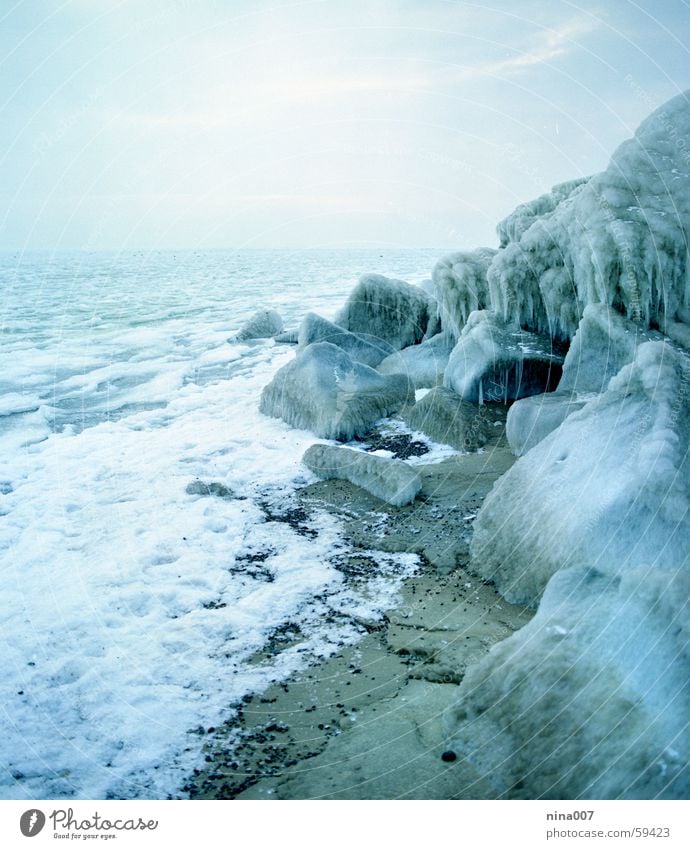 Iced Baltic Sea Ocean Cold Winter Blue Rock Water Stone