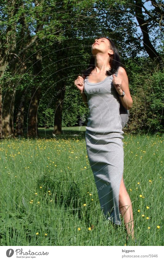 meadow elf Woman Beautiful Meadow Dress Summer Flower Green Sun To enjoy