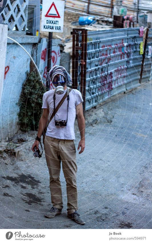 Gezi Park Demonstrant Gasmask Photographer Documentator Masculine Young man Youth (Young adults) Man Adults Life 1 Human being 18 - 30 years Istanbul Turkey