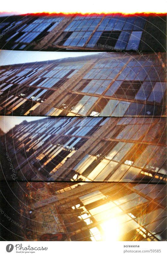 metric House (Residential Structure) Leipzig Window Broken Industrial Photography Lomography supersampler Glass Sky Blue Orange Stone Crazy Destruction