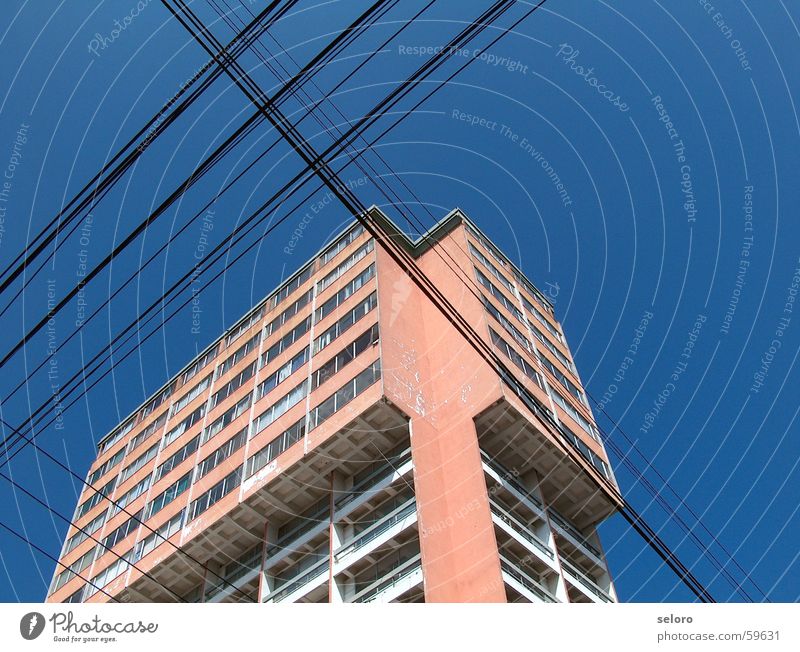 Guatemala City High-rise Electricity Building Abstract Cross South America Telecommunications Power Cable Arm Back Connection Transmission lines
