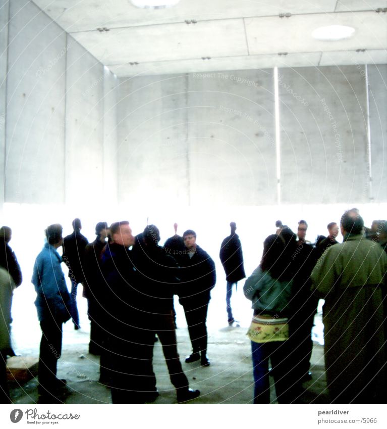 concrete-covered Light Audience Construction site Assembly Architecture Human being Warehouse