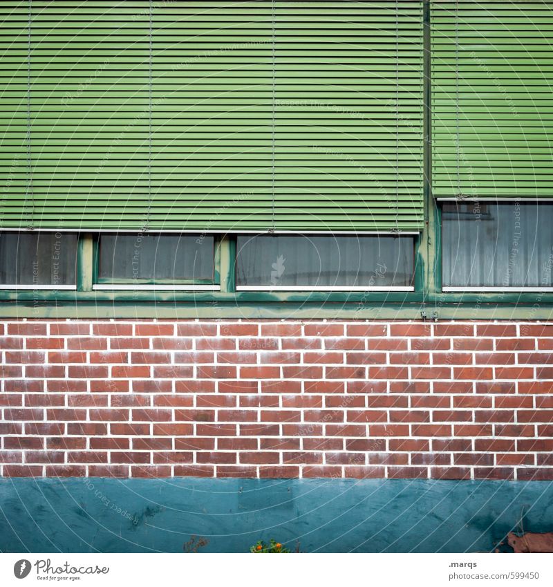 façade Style Design Building Wall (barrier) Wall (building) Facade Window Roller shutter Line Living or residing Old Simple Green Red Turquoise Colour