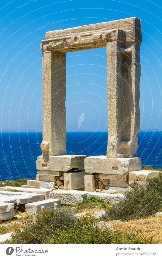 Landmark of Naxos: Temple of Apollo Vacation & Travel Tourism Trip Sightseeing Summer Summer vacation Nature Cloudless sky Beautiful weather Ocean Deserted Ruin