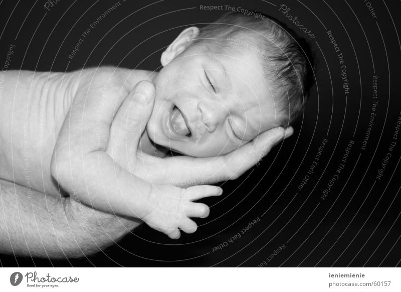 Carried on hands Baby Hand Newborn Safety (feeling of) Father Cry Parents Man