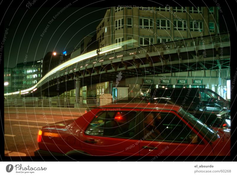 In the land of rocket worms. Worm Light Night Long exposure Exposure Hamburg Railroad Car Street