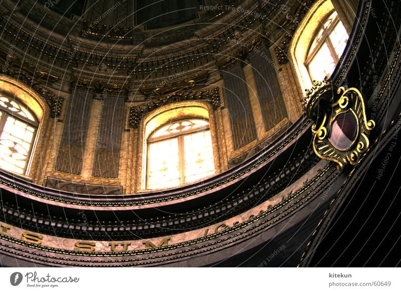 The DaVinci Hype Malta Domed roof Window Light Coat of arms Religion and faith Art Cathedral Gold Latin Characters Architecture Interior shot Detail