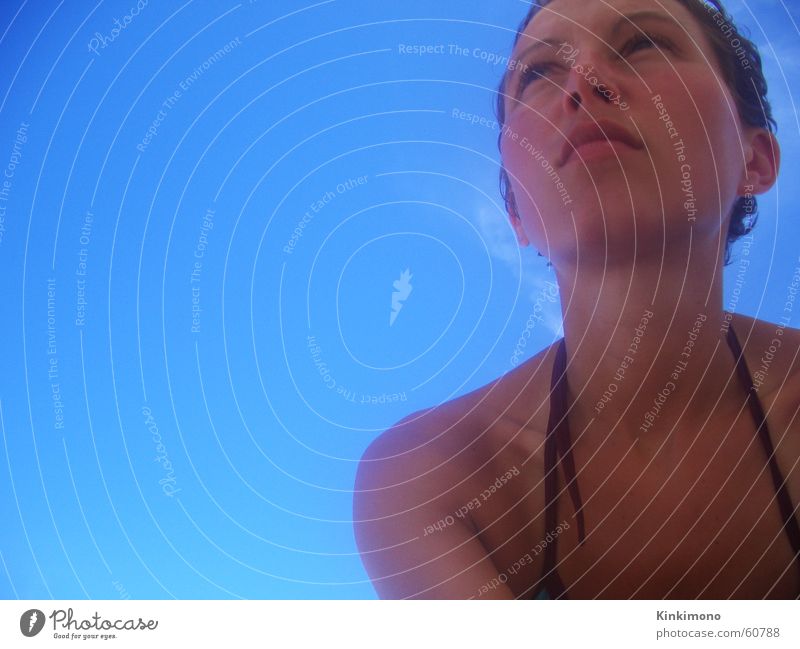 sunshine Summer Clouds Bikini Beach Longing Physics Woman Sky Warmth Skin Blue
