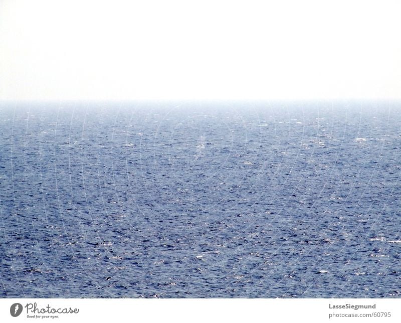 horizon Ocean Blue Waves Horizon Far-off places Beach Coast Navigation Water North Sea Sky Fog