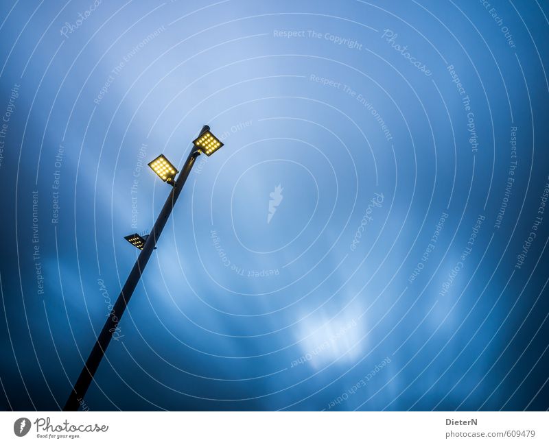 undertow Air Sky Clouds Storm clouds Steel Blue Yellow Black Street lighting Light Long exposure Flagpole Colour photo Exterior shot Deserted Copy Space left