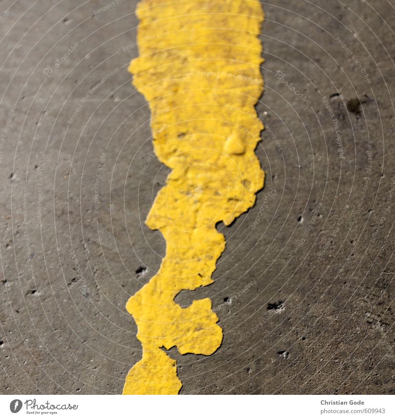 I used to be Stone Concrete Yellow Street Marker line Lane markings Gray Figure Square Hollow Colour photo Exterior shot Abstract Pattern Structures and shapes
