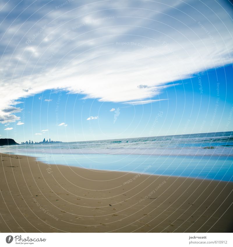 tilted at the coast Clouds Horizon Pacific Ocean Pacific beach Queensland Skyline Exotic Far-off places Moody Safety (feeling of) Calm Hope Perspective Tropical