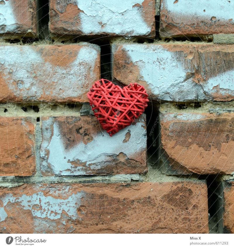 broken Redecorate Valentine's Day Wall (barrier) Wall (building) Facade Stone Heart Old Emotions Moody Love Infatuation Lovesickness Divide Brick Brick wall