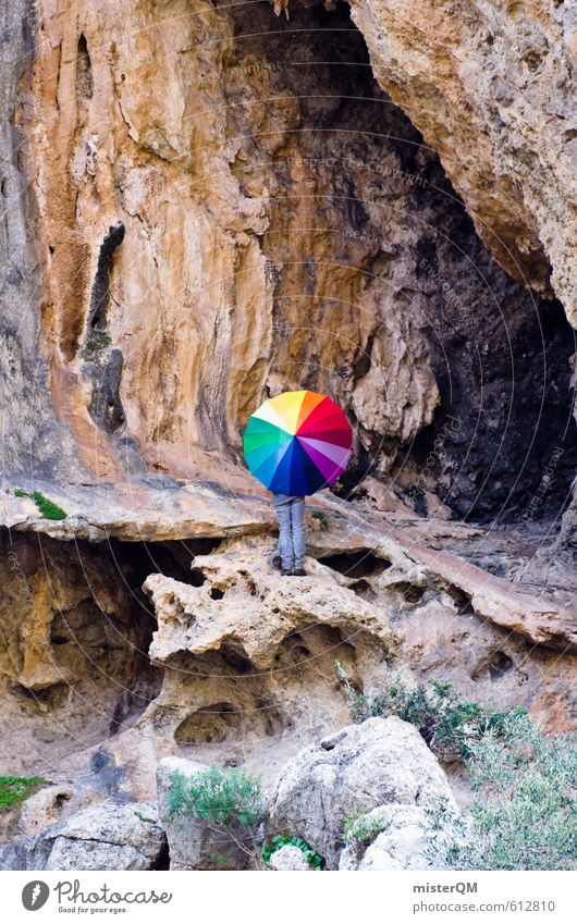 Like going up against a wall... Art Esthetic Contentment Wanderlust Creativity Idea Illustrate Multicoloured Patch of colour Prismatic colors Umbrella Rock