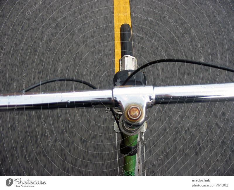 GERADEAUS - bicycle handlebars bicycle handlebars POV Joy Summer Cycling Bicycle Wind Transport Traffic infrastructure Street Movement Free Speed Yellow Gray