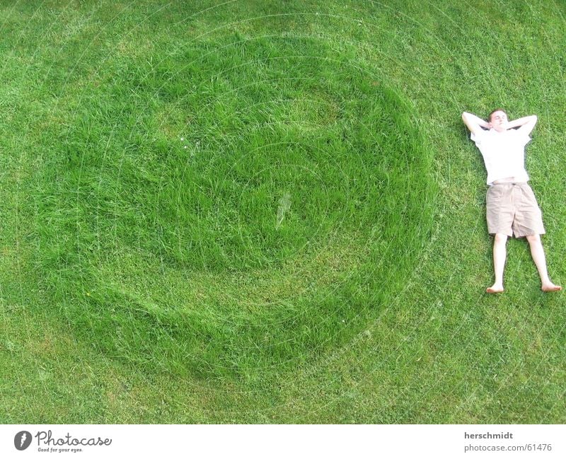 smile Grinning Green Meadow Grass Man Relaxation smily Lie Lawn