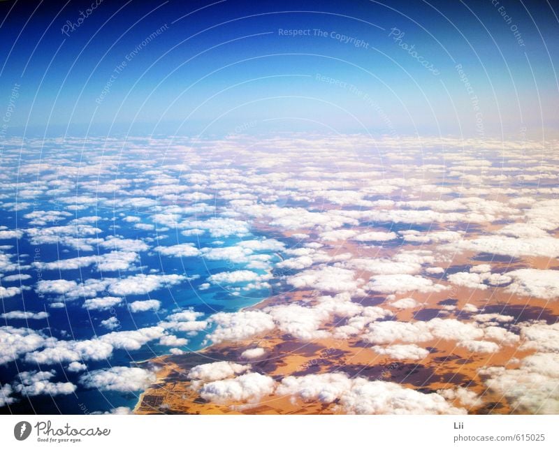 above the clouds Summer Sun Ocean Landscape Earth Air Water Sky Clouds Horizon Weather Beautiful weather Warmth Beach Red Sea Desert Egypt Africa